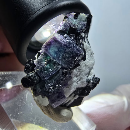 Fluorite fantôme, aigue-marine, tourmaline Schörl, orthoclase Erongo, Namibie 38*20*15mm #12036 