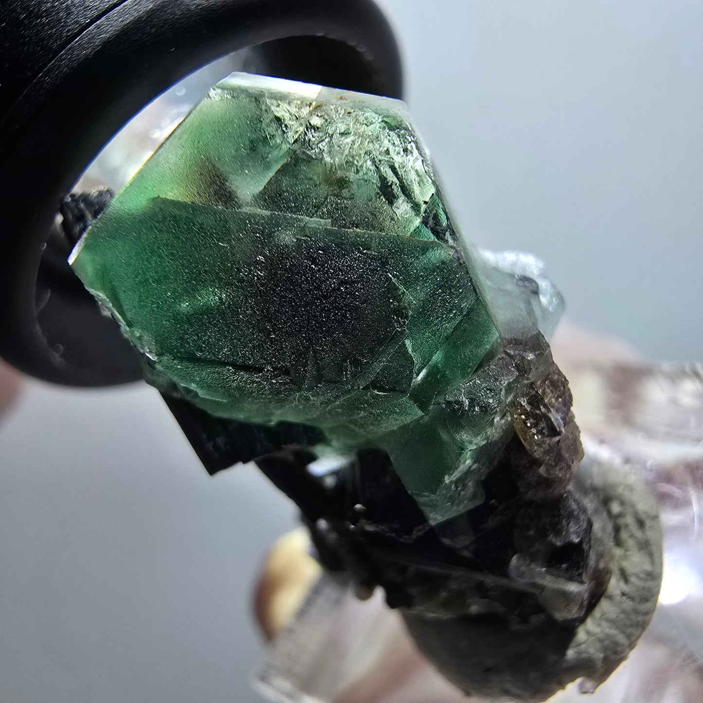 Phantom Fluorit hexagonal, Schörl Turmalin Stufe Erongo, Namibia 35*27*16mm #12039