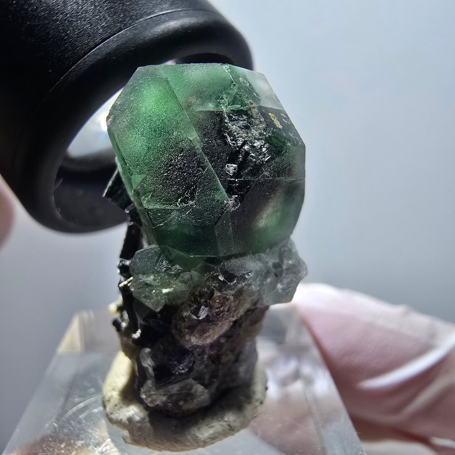 Phantom Fluorit hexagonal, Schörl Turmalin Stufe Erongo, Namibia 35*27*16mm #12039