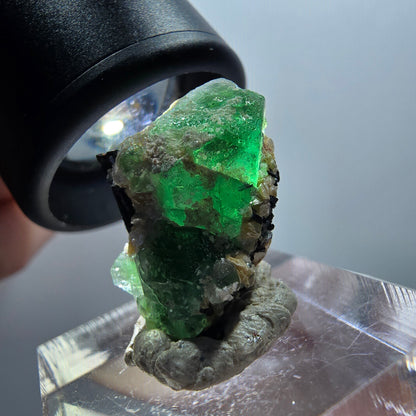 Fluorite fantôme, tourmaline Schörl, muscovite Stage Erongo, Namibie 24*12*15mm #12045 