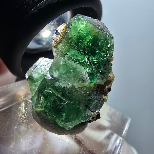 Phantom Fluorit, Schörl Turmalin, Muskovit Stufe Erongo, Namibia 22*18*10mm #12048