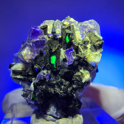 Phantom Fluorite, Schörl Tourmaline, Muscovite, Hyalite Erongo, Namibia 28*24*16mm #12050 