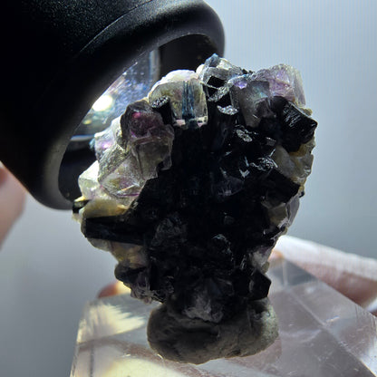 Phantom Fluorite, Schörl Tourmaline, Muscovite, Hyalite Erongo, Namibia 28*24*16mm #12050 