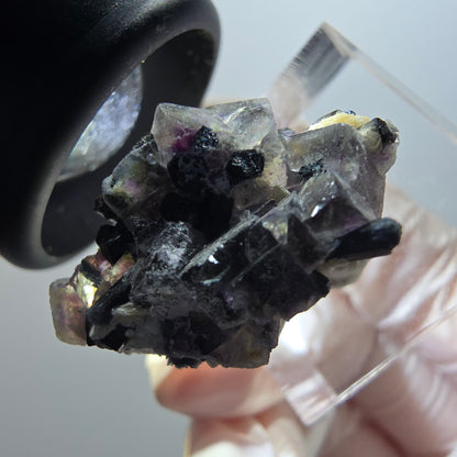 Phantom Fluorite, Schörl Tourmaline, Muscovite, Hyalite Erongo, Namibia 28*24*16mm #12050 