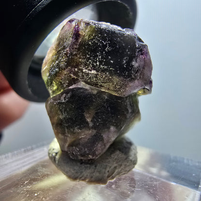Spécimen rare de fluorite fantôme et muscovite, Erongo, Namibie, 21 x 17 x 13 mm, n° 12054 