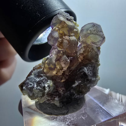 Phantom Fluorit hexagonal Würfel mit Muskovit Stufe Erongo, Namibia 31*23*15mm #12062