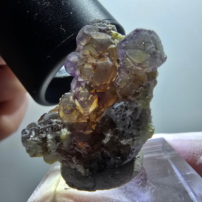 Phantom Fluorit hexagonal Würfel mit Muskovit Stufe Erongo, Namibia 31*23*15mm #12062