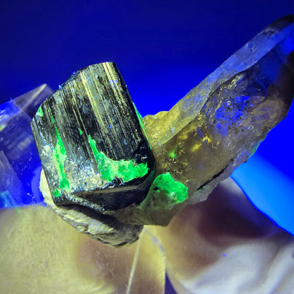 Tourmaline Schörl, opale hyalite, stade de quartz fumé Erongo, Namibie 29*20*15mm #12065 