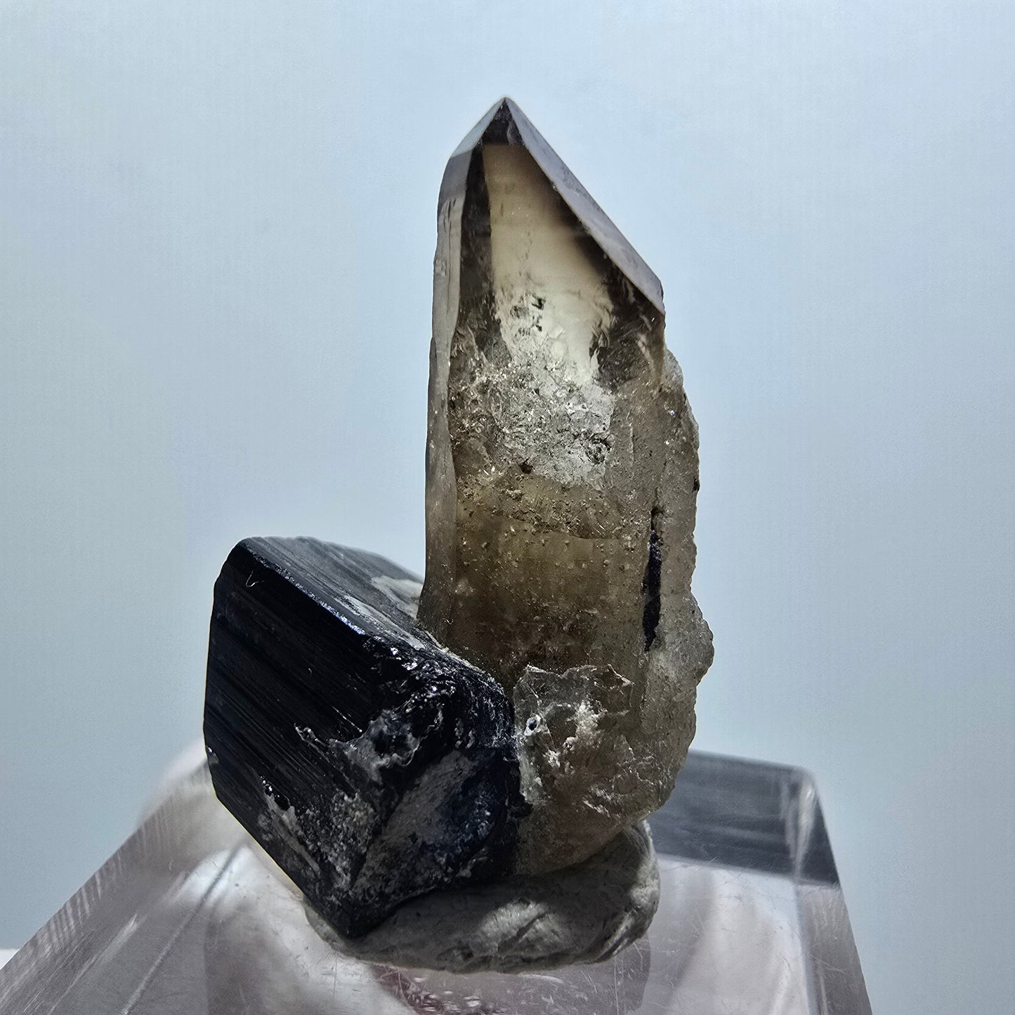 Tourmaline Schörl, opale hyalite, stade de quartz fumé Erongo, Namibie 29*20*15mm #12065 