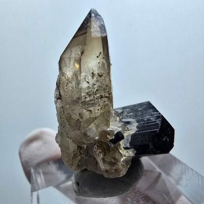 Tourmaline Schörl, opale hyalite, stade de quartz fumé Erongo, Namibie 29*20*15mm #12065 