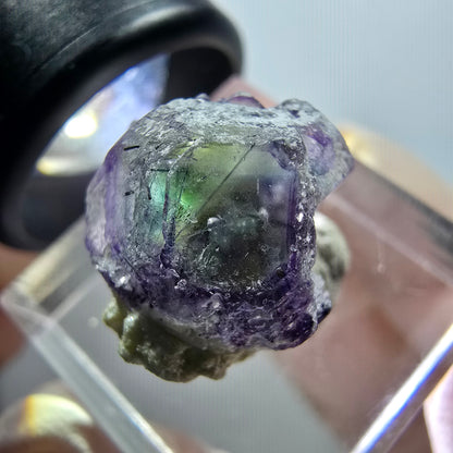 Phantom Fluorit hexagonal Würfel mit Muskovit Erongo, Namibia 17*16*16mm #12071