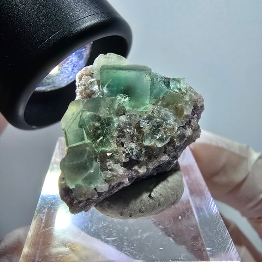 Rare phantom fluorite cube specimen, green, Okorusu, Namibia, 28*23*12mm #12074 