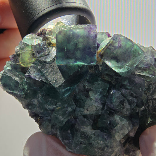 Rare phantom fluorite cube specimen, green-purple, Okorusu, Namibia, 59*41*22mm #12083 