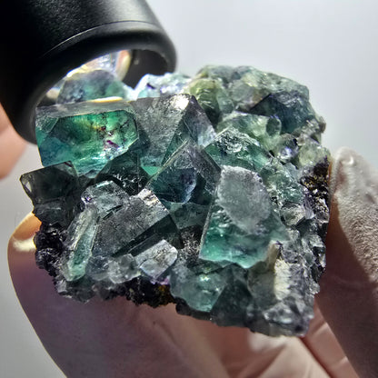 Rare phantom fluorite cube specimen, green-purple, Okorusu, Namibia, 59*41*22mm #12083 