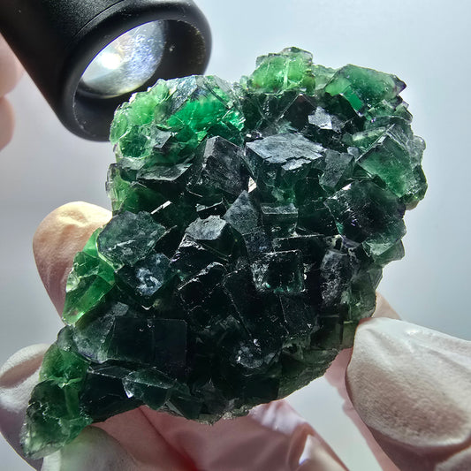 Rare phantom fluorite cube specimen, green, Okorusu, Namibia, 67*45*17mm #12084 