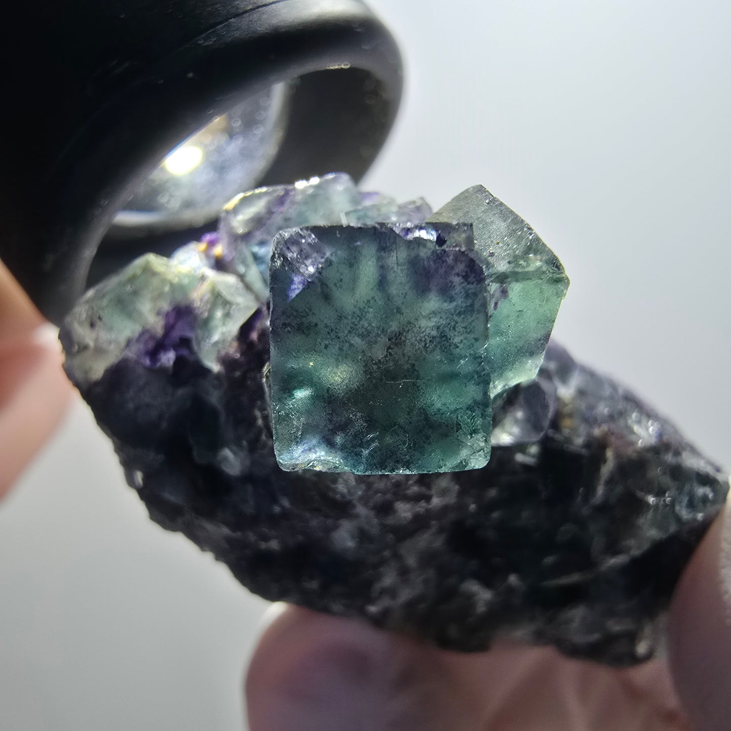 Rare phantom fluorite cube specimen, green-purple, Okorusu, Namibia, 55*32*23mm #12086 