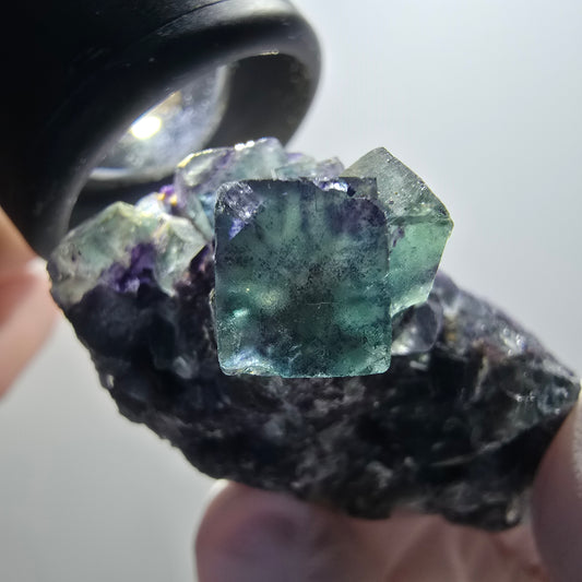 Rare phantom fluorite cube specimen, green-purple, Okorusu, Namibia, 55*32*23mm #12086 