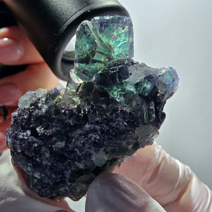Rare phantom fluorite cube specimen, green-purple, Okorusu, Namibia, 55*32*23mm #12086 