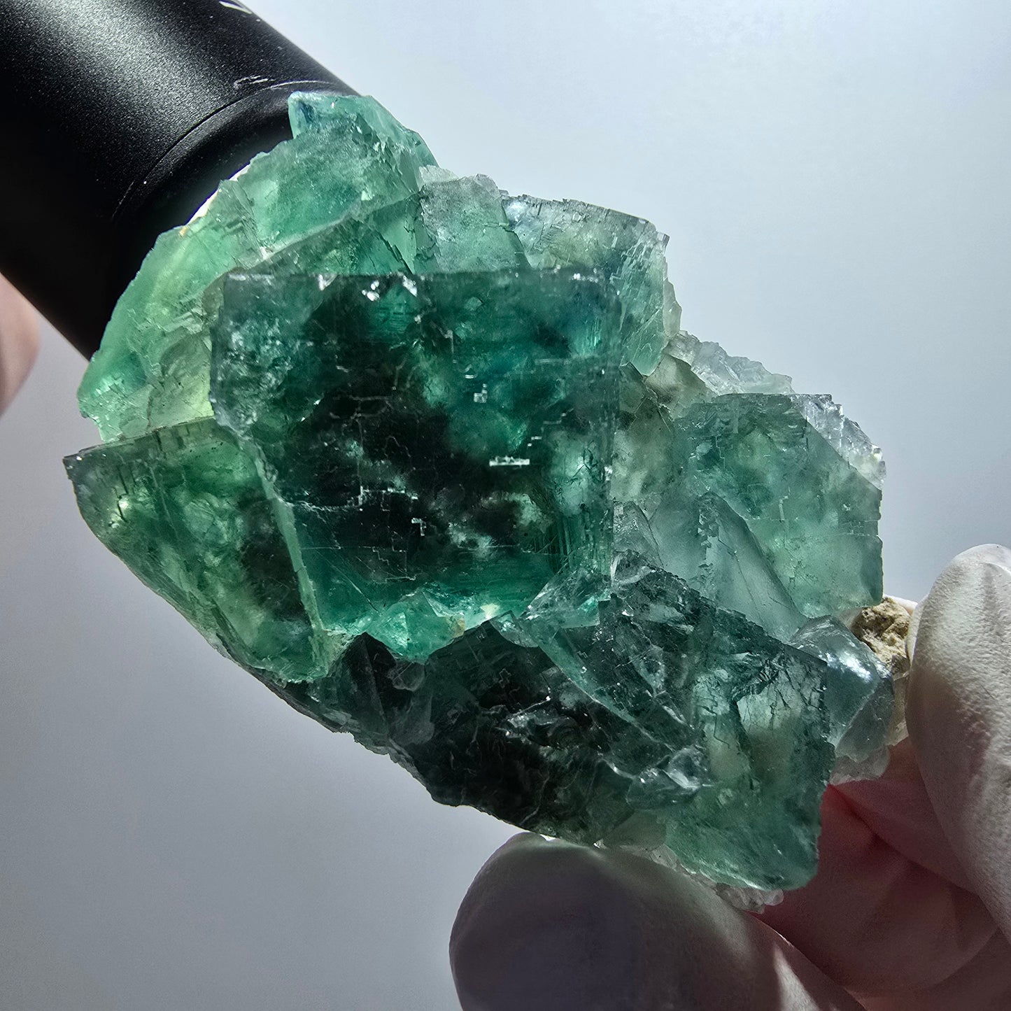 Spécimen cubique de fluorite fantôme transparente, Okorusu vert tessellé, Namibie 59*38*21mm #12087 