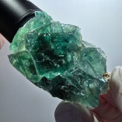 Spécimen cubique de fluorite fantôme transparente, Okorusu vert tessellé, Namibie 59*38*21mm #12087 