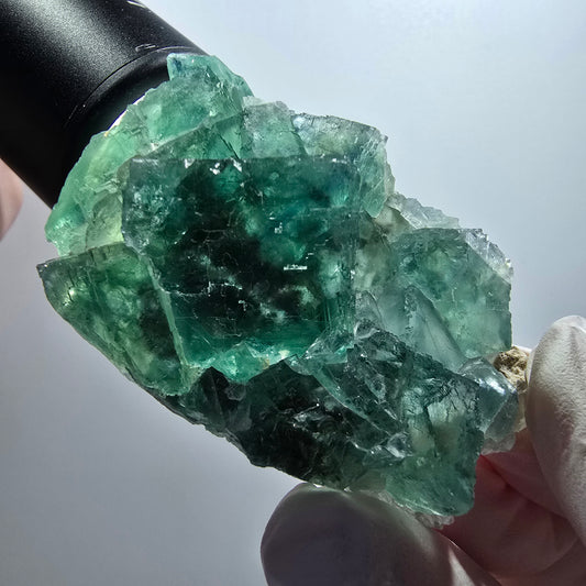 Clear phantom fluorite cube specimen, green tiled Okorusu, Namibia 59*38*21mm #12087 