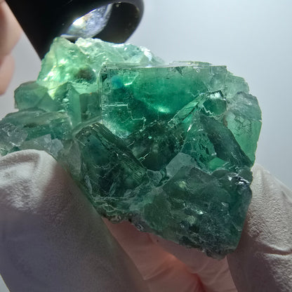 Spécimen cubique de fluorite fantôme transparente, Okorusu vert tessellé, Namibie 59*38*21mm #12087 