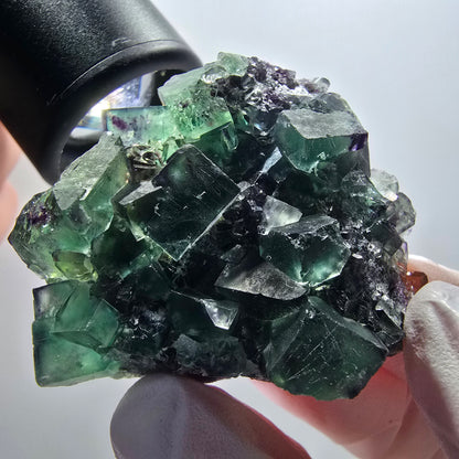 Rare phantom fluorite cube specimen, green-purple, Okorusu, Namibia, 46*41*19mm #12088 