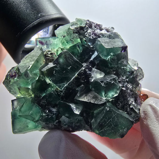 Rare phantom fluorite cube specimen, green-purple, Okorusu, Namibia, 46*41*19mm #12088 