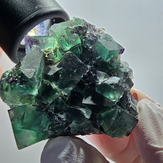 Rare phantom fluorite cube specimen, green-purple, Okorusu, Namibia, 46*41*19mm #12088 