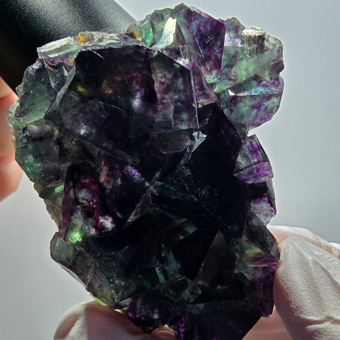 Rare spécimen de cube de fluorite fantôme, vert-violet, Okorusu, Namibie, 65*49*19 mm #12089 