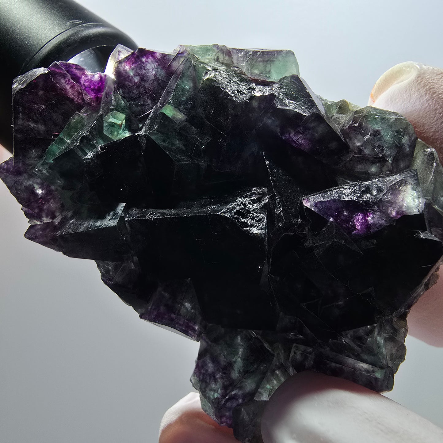 Rare spécimen de cube de fluorite fantôme, vert-violet, Okorusu, Namibie, 65*49*19 mm #12089 