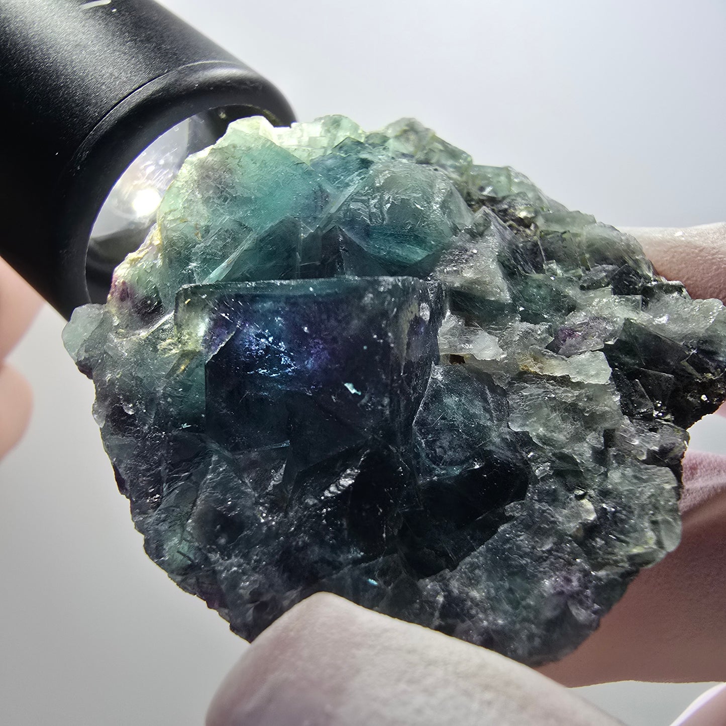 Spécimen de cube de fluorite fantôme, poche papillon bleu, Okorusu, Namibie 52*49*16mm #12091 