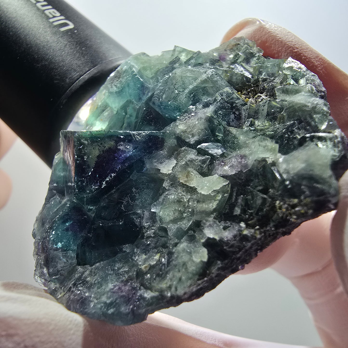 Spécimen de cube de fluorite fantôme, poche papillon bleu, Okorusu, Namibie 52*49*16mm #12091 