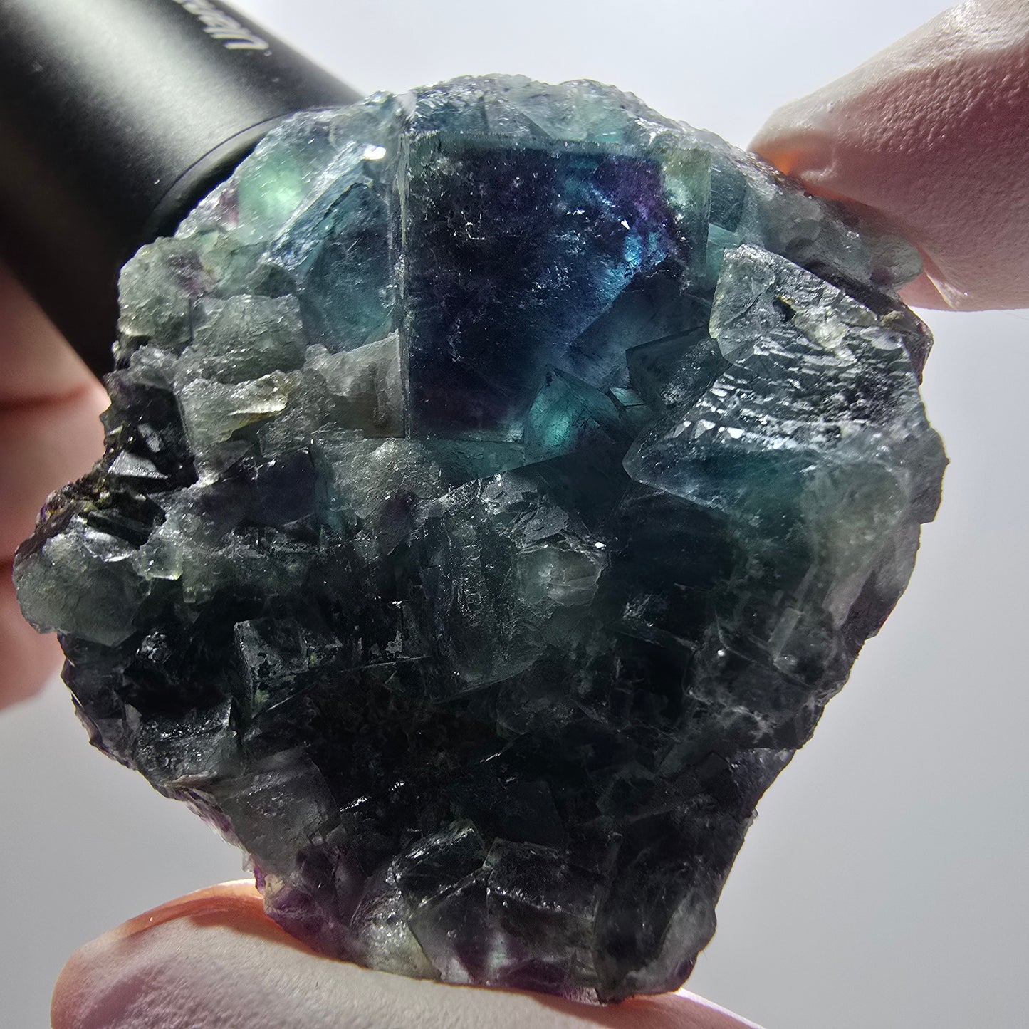 Spécimen de cube de fluorite fantôme, poche papillon bleu, Okorusu, Namibie 52*49*16mm #12091 