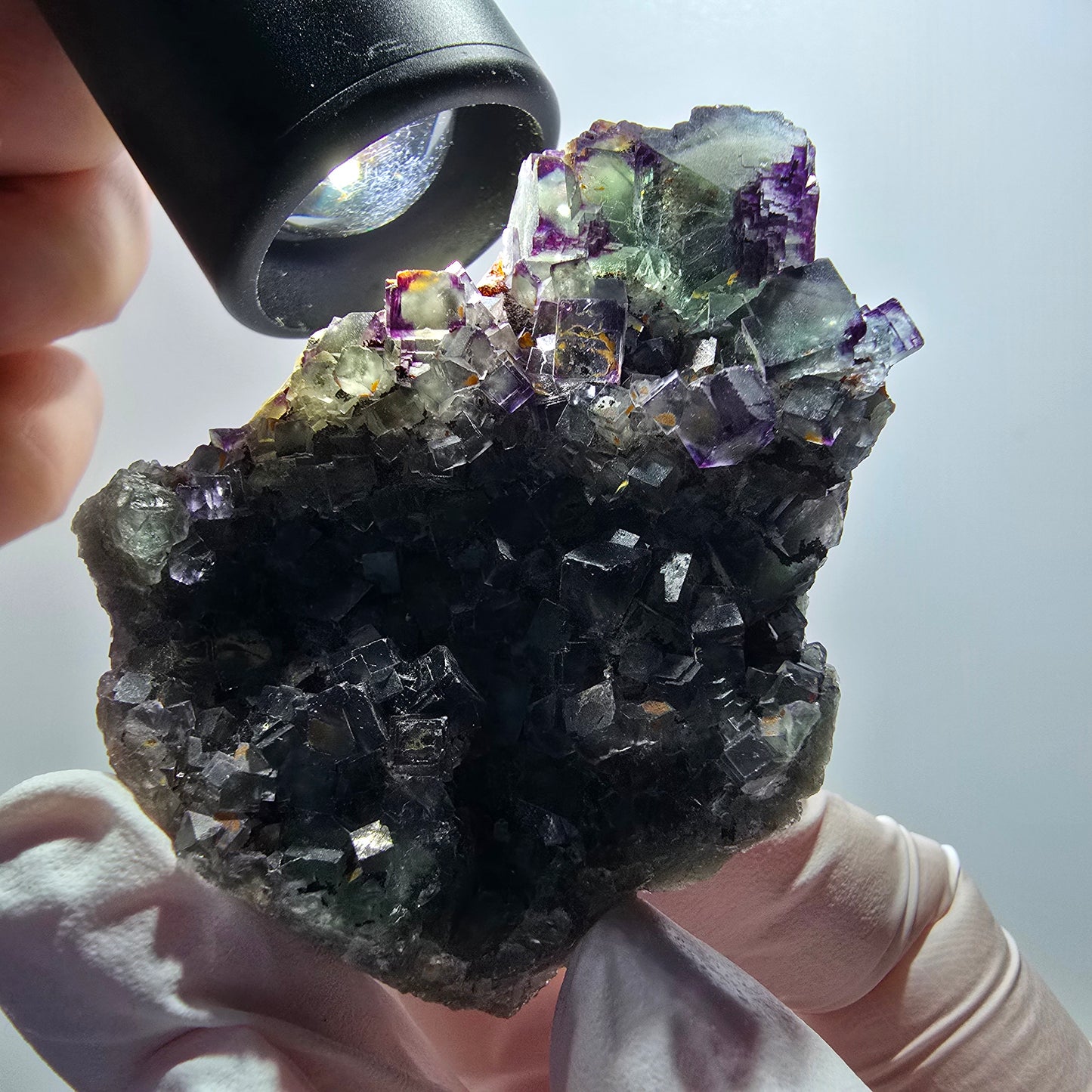 Rare spécimen de cube de fluorite fantôme, vert-violet, Okorusu, Namibie, 60*49*28 mm #12093 