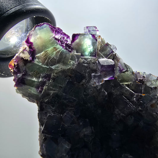 Rare phantom fluorite cube specimen, green-purple, Okorusu, Namibia, 60*49*28mm #12093 