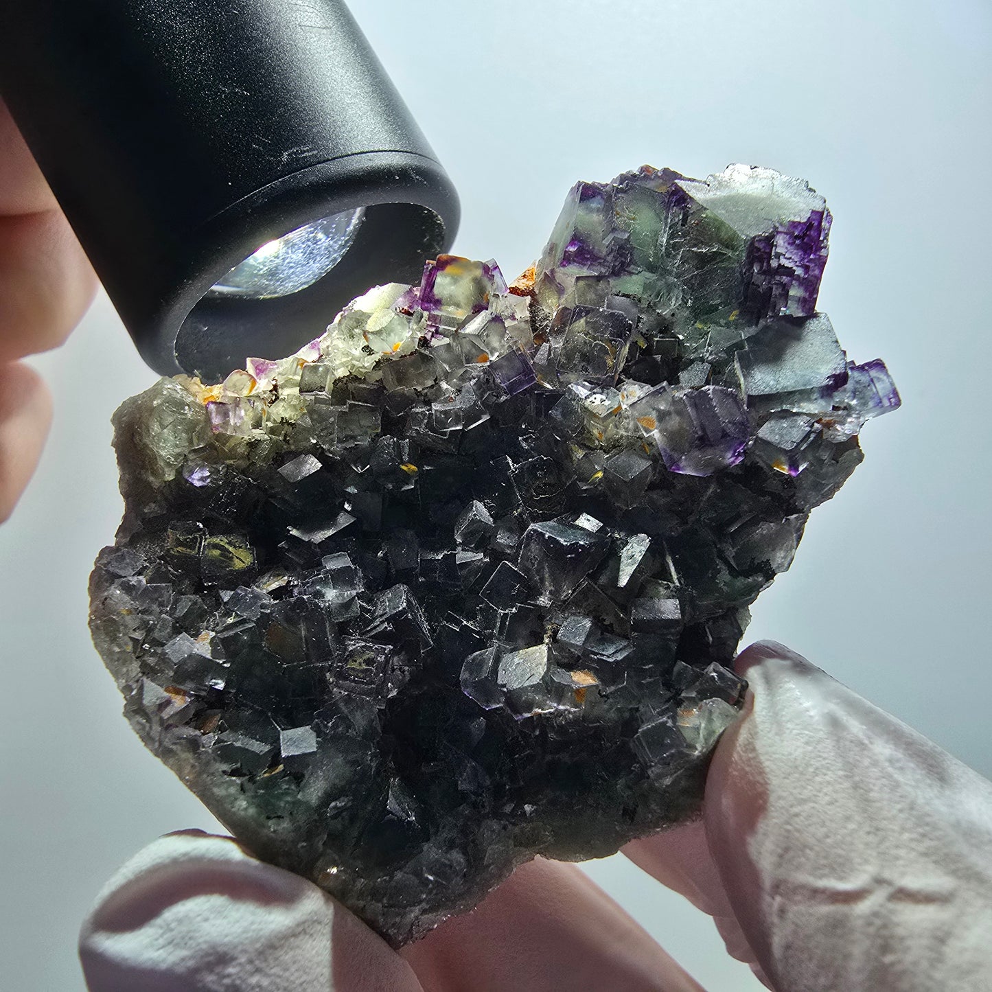 Rare spécimen de cube de fluorite fantôme, vert-violet, Okorusu, Namibie, 60*49*28 mm #12093 