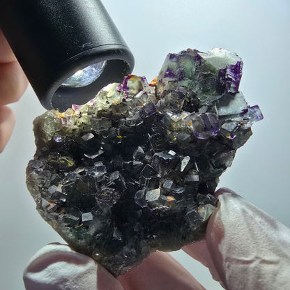 Rare spécimen de cube de fluorite fantôme, vert-violet, Okorusu, Namibie, 60*49*28 mm #12093 
