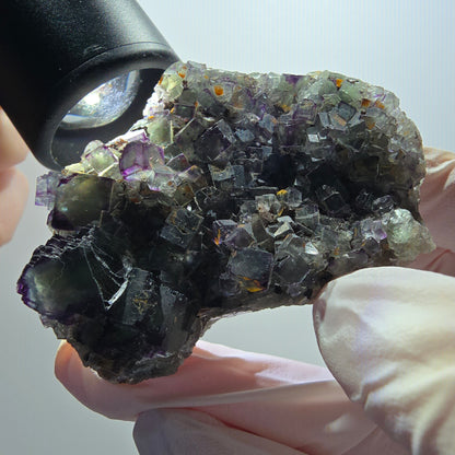 Rare spécimen de cube de fluorite fantôme, vert-violet, Okorusu, Namibie, 60*49*28 mm #12093 