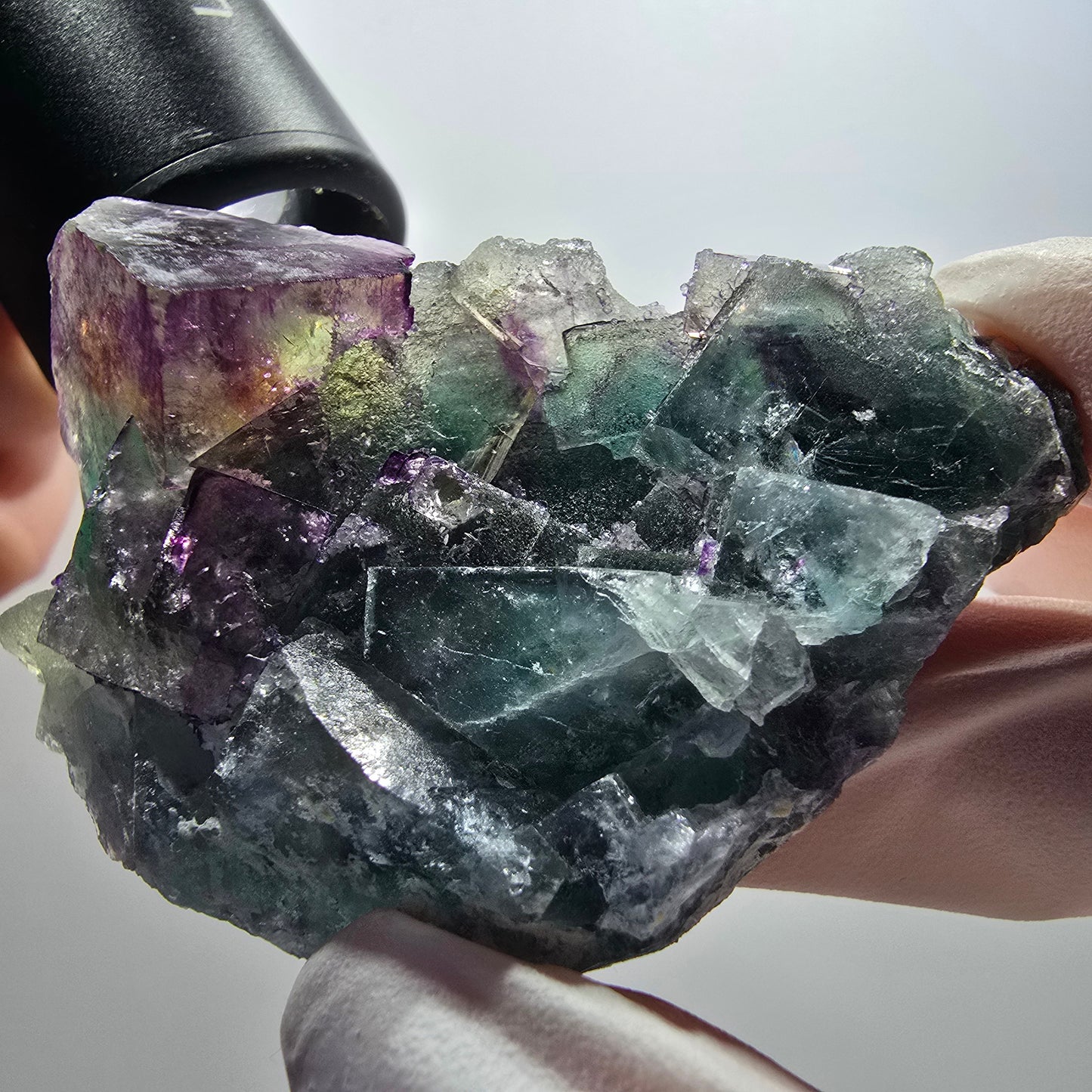 Rare phantom fluorite cube specimen, green-purple, Okorusu, Namibia, 64*39*24mm #12094 