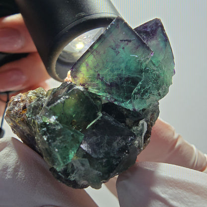 Rare phantom fluorite cube specimen, green-purple, Okorusu, Namibia, 50*43*29mm #12095 