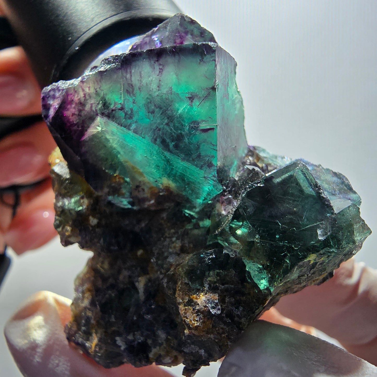 Rare phantom fluorite cube specimen, green-purple, Okorusu, Namibia, 50*43*29mm #12095 