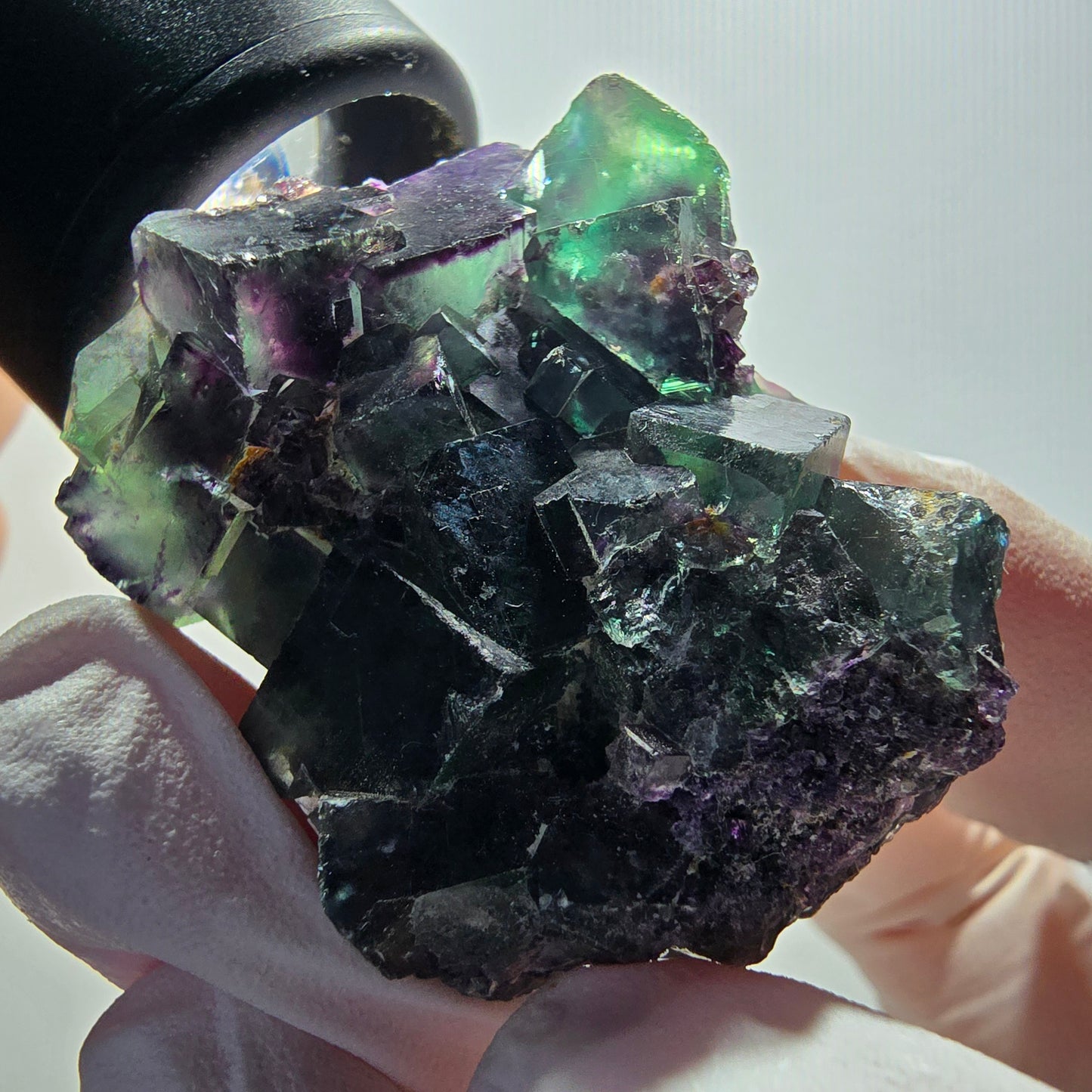 Rare phantom fluorite cube specimen, green-purple, Okorusu, Namibia, 40*35*34mm #12096 