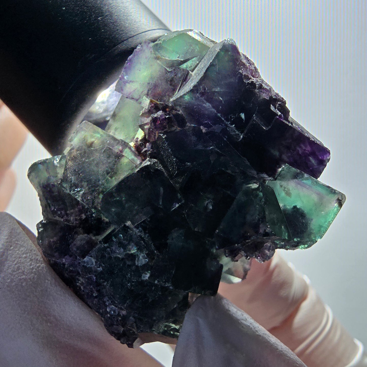 Rare phantom fluorite cube specimen, green-purple, Okorusu, Namibia, 40*35*34mm #12096 