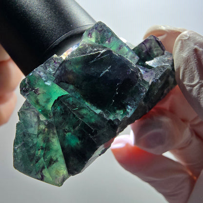 Rare phantom fluorite cube specimen, green-purple, Okorusu, Namibia, 62*29*21mm #12097 