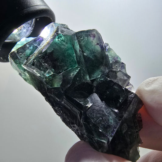 Rare phantom fluorite cube specimen, green-purple, Okorusu, Namibia, 62*29*21mm #12097 