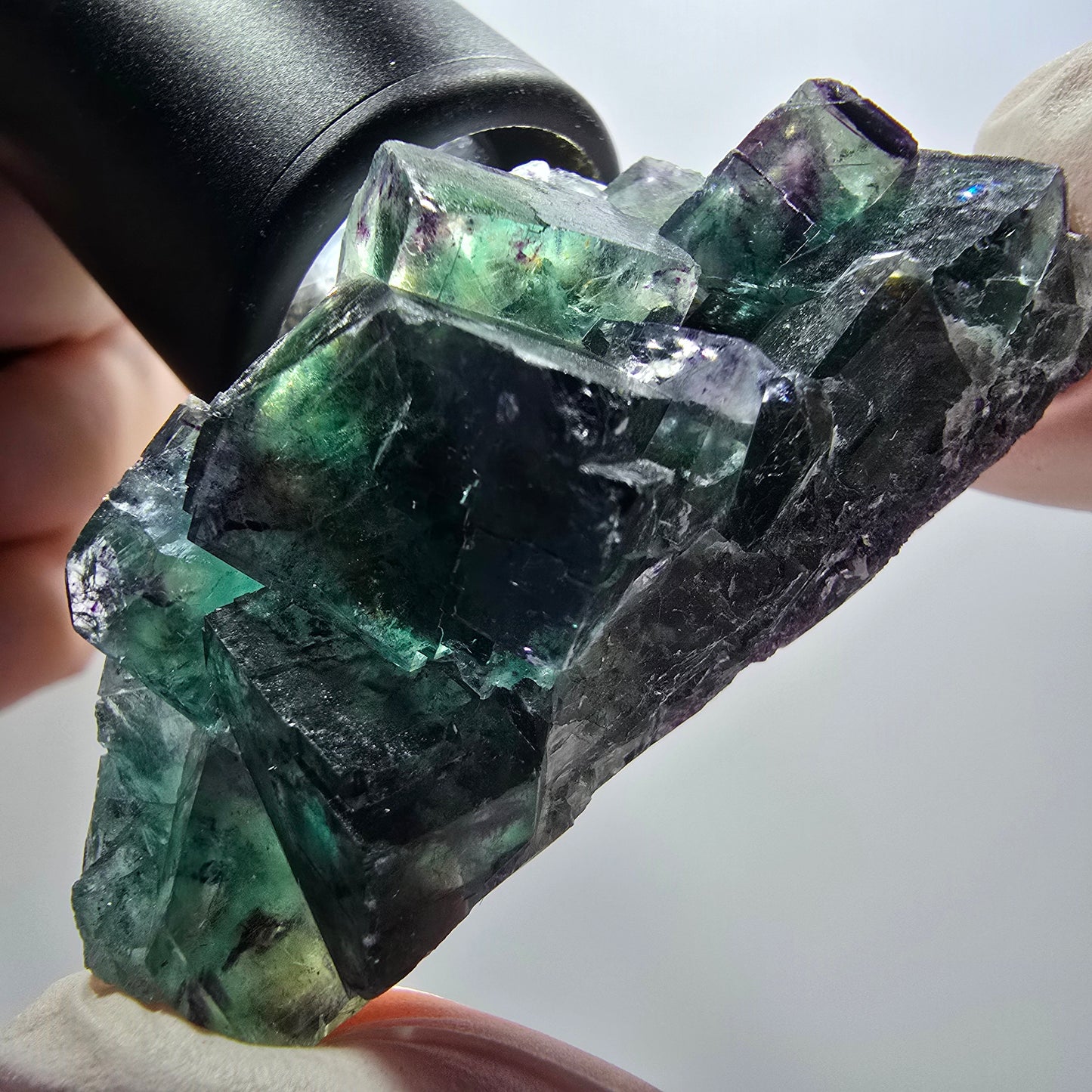 Rare phantom fluorite cube specimen, green-purple, Okorusu, Namibia, 62*29*21mm #12097 