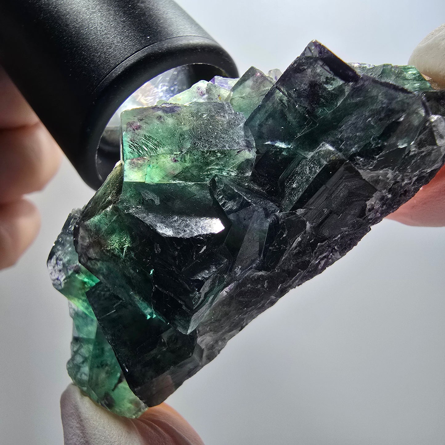 Rare phantom fluorite cube specimen, green-purple, Okorusu, Namibia, 62*29*21mm #12097 