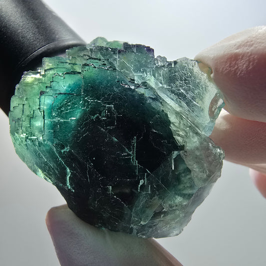 Clear phantom fluorite cube specimen, tessellated green-brown Okorusu, Namibia 53*41*33mm #12100 