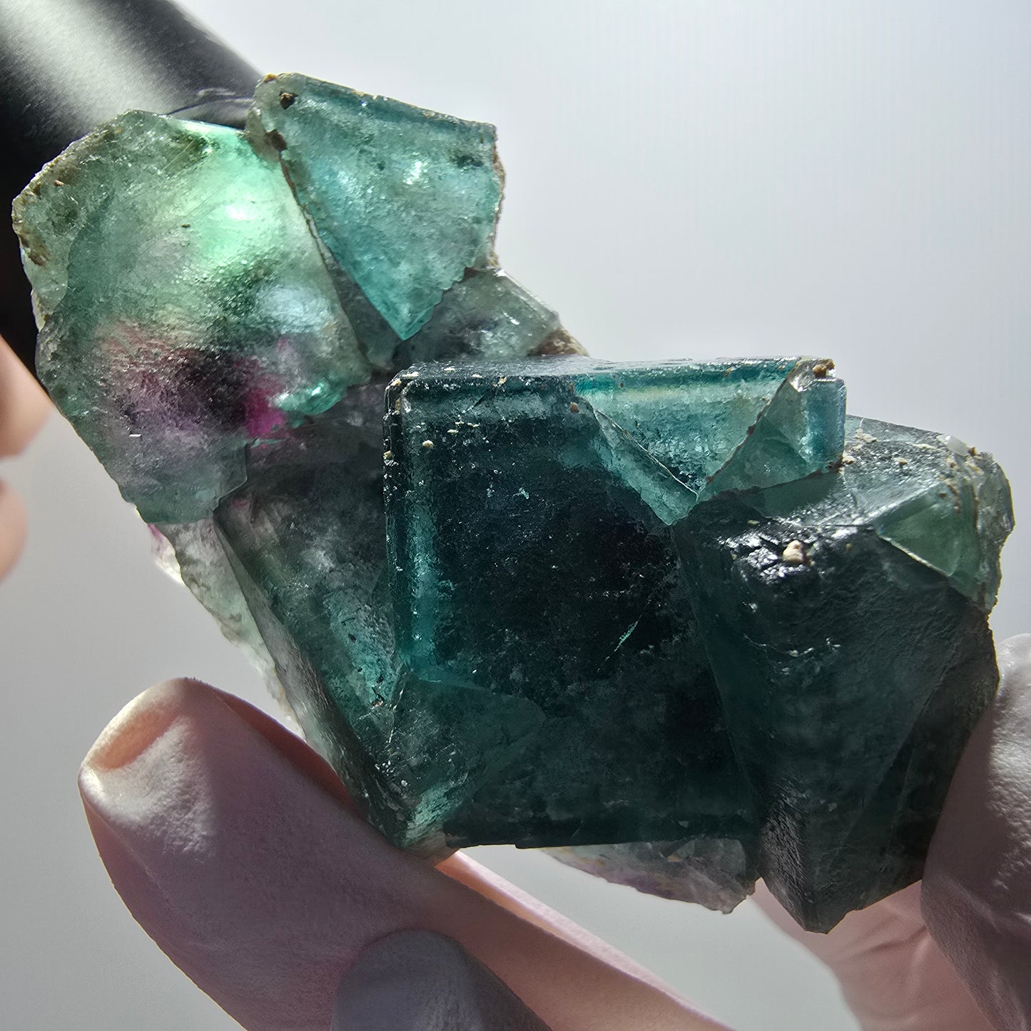 Rare spécimen de cube de fluorite fantôme, vert-violet, Okorusu, Namibie, 62*36*30 mm #12102 